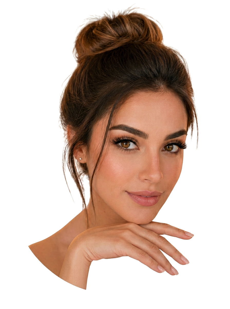 Modelo con cejas y pestañas perfectas